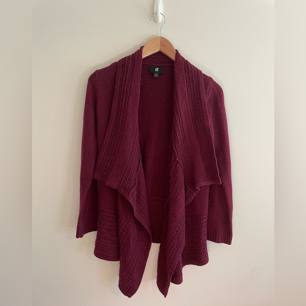 Maroon Knit Waterfall Cardigan S